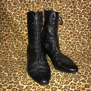 Vintage Lace Up Granny boots